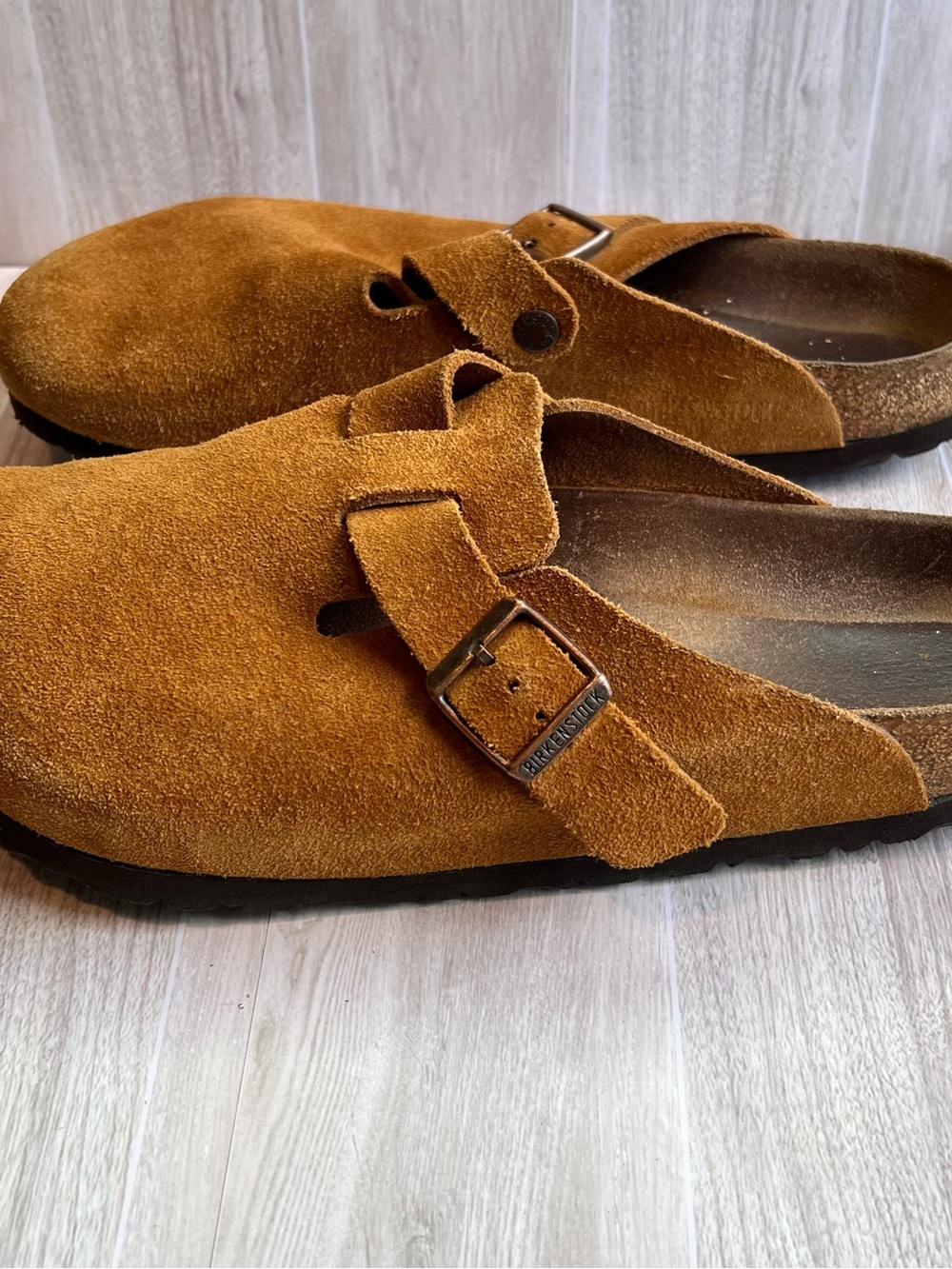 Birkenstock Women's Suede Slip-On Clog in Cognac - Picture 9 of 14